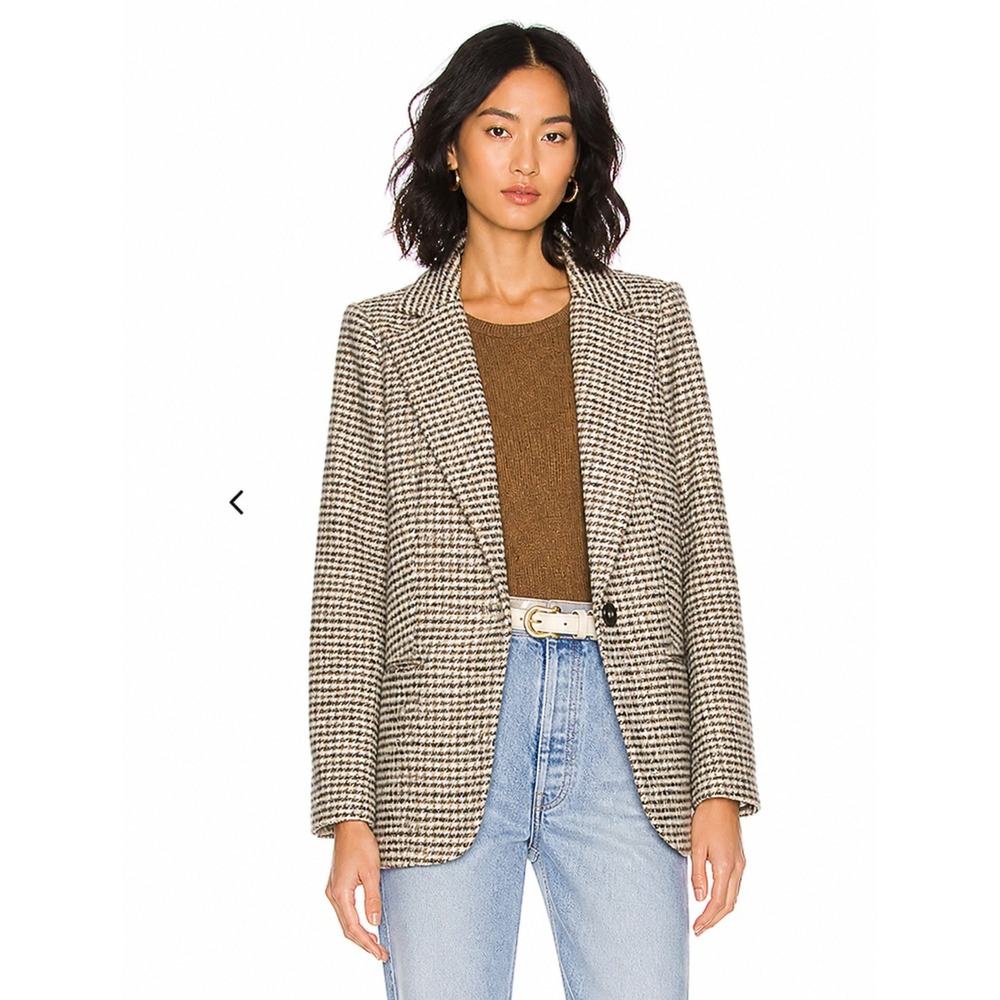 ASTR the Label Brown Houndstooth Single Button Blazer Jacket Size M Revolve